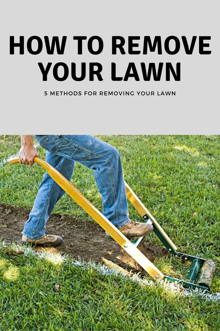 a man using a lawn mower to remove grass from the ground with text overlay that reads how to remove your lawn