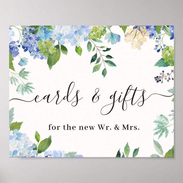 a sign that says cards and gifts for the new mr and mrs