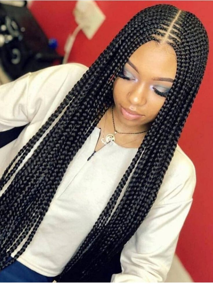 Box Braids with Middle Part #MiddlePart #BoxBraids #ProtectiveStyles #BraidedHairStyle Box Braids With Middle Part, Braids With Middle Part, Blonde Box Braids, Middle Part Hairstyles, Hair Elixir, Short Box Braids, African Hair Braiding Styles, Long Box Braids, Try On Hairstyles