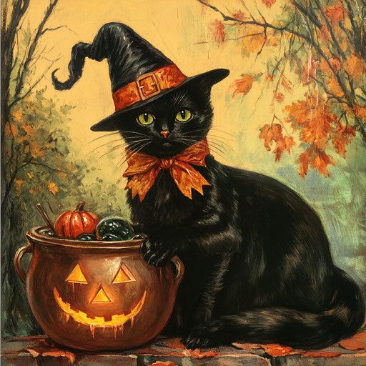 Chilling Cat Halloween Halloween Scene Seasonal Pictures, Black Cat Artwork, Happy Halloween Pictures, Cat Jigsaw Puzzle, Art Deco Artwork, Cat Anatomy, Pretty Halloween, Halloween Series, Black Cat Art