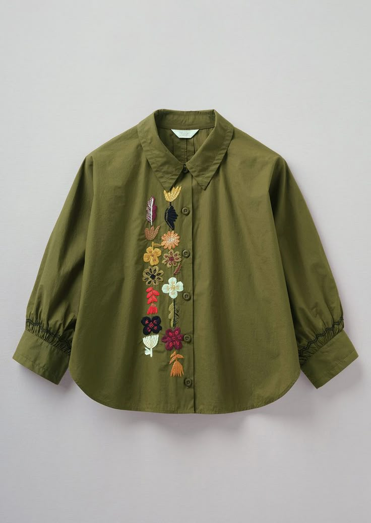 Olive Toast, Simple Clothing, Cotton Plant, Hand Embroidered Flowers, Pola Sulam, Wool Shirt, Shirt Embroidery, Summer 24, Fair Isle Sweater