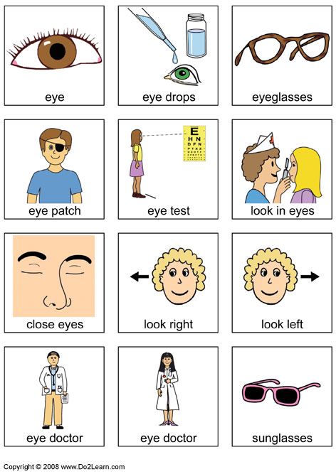 an eye chart with different types of eyes and how to use them in the classroom