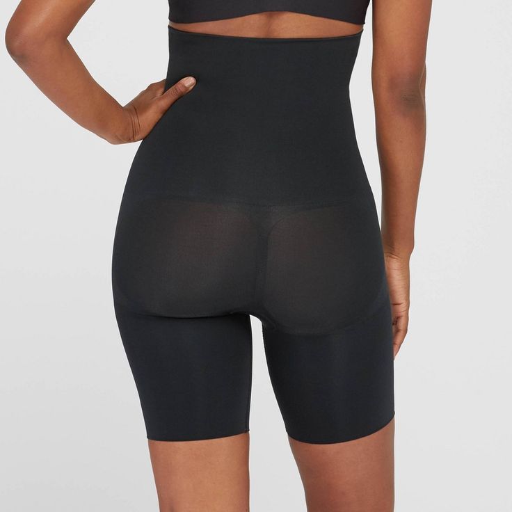 Our Remarkable Results mid-thigh shaping short uses breathable, comfortable compression to tone the tummy and thighs, and also give you a perky rear view. Best of all? The high-waist construction provides added tummy control and eliminates muffin top, while the lightweight, seamless design offers sleek, easy wear for every day. Supportive Compressive Shapewear With Built-in Shorts, Compressive Supportive Short Shapewear, Compressive Supportive Shapewear With Built-in Shorts, Compression Shapewear With Built-in Shorts For Sports, Fitted Mid-thigh Workout Shapewear, High Stretch Black Athleisure Shapewear, Fitted Mid-thigh Length Workout Shapewear, Black High Stretch Athleisure Shapewear, Fitted Mid-thigh Shapewear For Workout