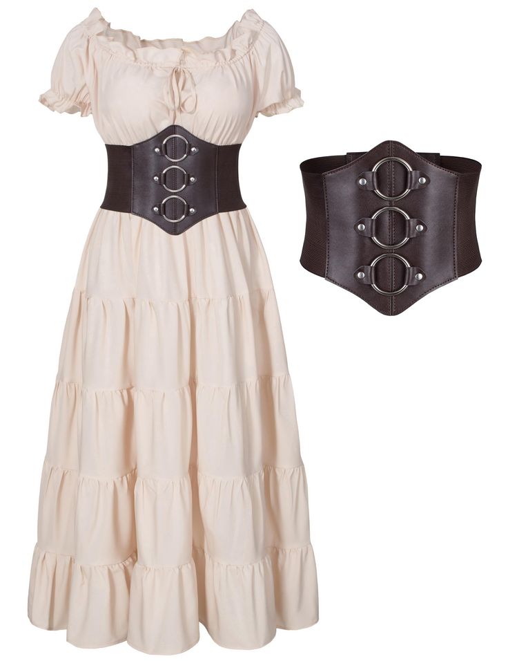 PRICES MAY VARY. Package includes:Women medieval renaissance long dress*1,stretchy PU leather corset waist belt*1,2-piece set. Material: Polyester,well made, soft and comfortable to wear, renaissance off shoulder top dress medieval costume outfit.The neckline has an adjustable drawstring, which can be perfectly adjusted to fit your size. Elegant renaissance pirate costume medieval chemise peasant long dress with off shoulder design,adjustable drawstring lace ruffles trim neckline,pleated body dr Medieval Outfit Women, Adult Halloween Costumes For Women, Wench Costume, Corset Waist Belt, Medieval Outfit, Costume Pirate, Pirate Dress, Pirate Cosplay, Classy Halloween Costumes