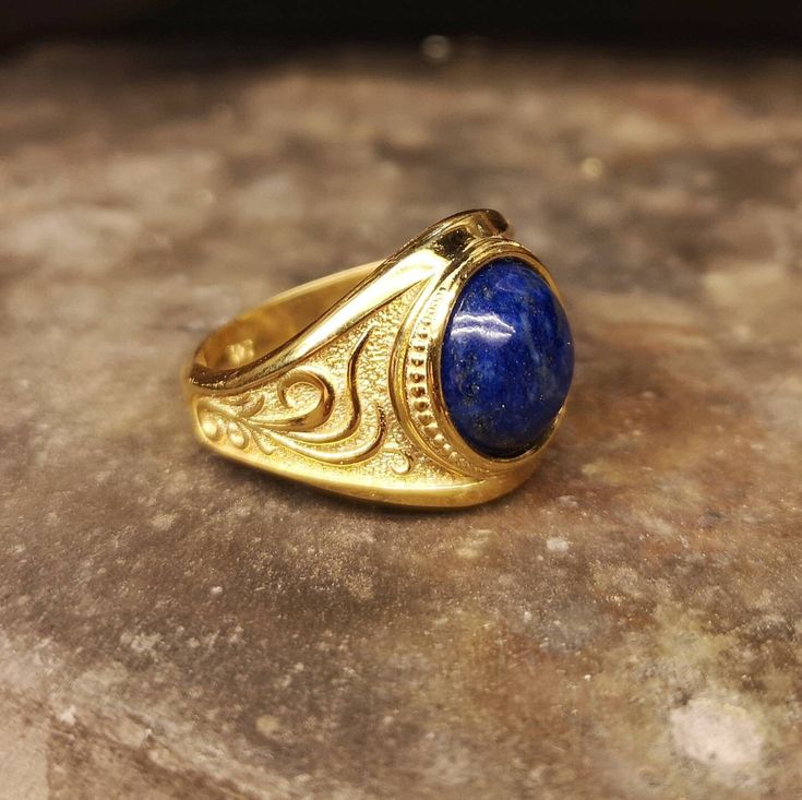 Lapis Lazuli Ring, 14K Solid Gold Handmade Signet Ring With Carved Tree Details, Elven Jewelry, Greek Traditional Jewelry, Gift for Her Oval Lapis Lazuli Ring For Anniversary, Classic Lapis Lazuli Ring As Gift, Classic Lapis Lazuli Ring As A Gift, Symbolic Gemstone Rings For Formal Occasions, Classic Lapis Lazuli Jewelry Ring, Formal Lapis Lazuli Gemstone Ring, Symbolic Gemstone Signet Ring As Gift, Formal Lapis Lazuli Ring Jewelry, Formal Lapis Lazuli Oval Rings