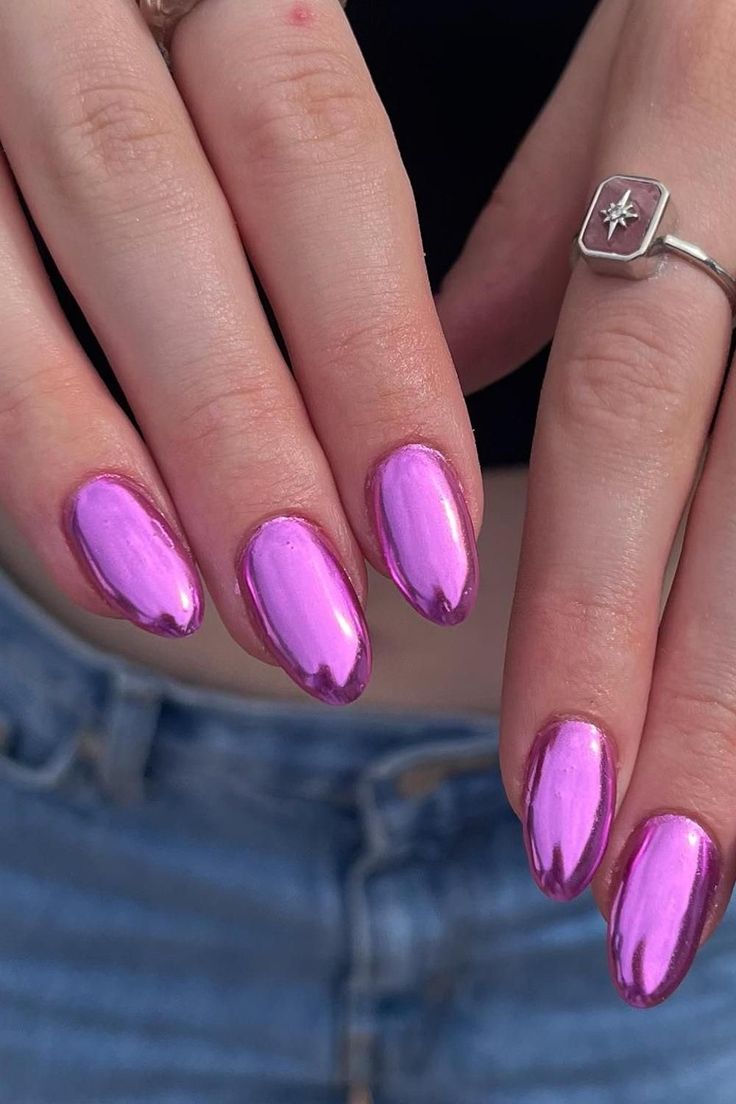 Delight Purple Chrome Nails, Pink Chrome Nails, Milky Nails, Chrome Nails Designs, Pink Chrome, Vibrant Nails, Pink Nail Designs, Manicure Y Pedicure, Fancy Nails