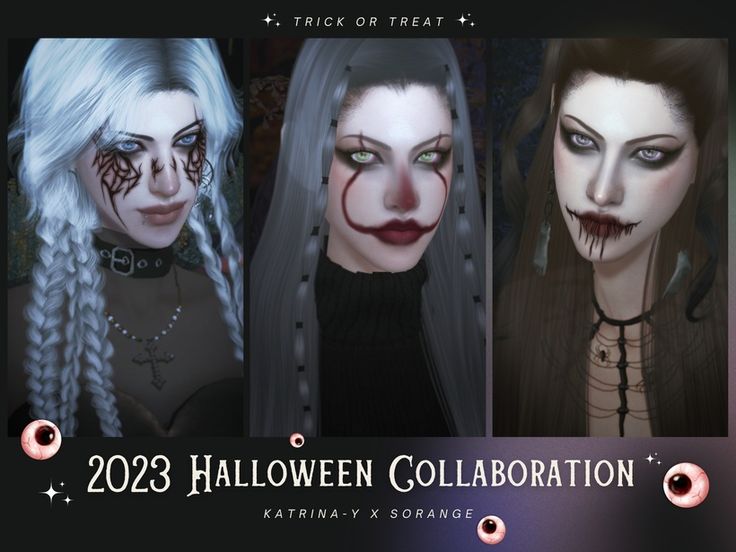 three different pictures of women with makeup on their faces and the words, halloween collaboration