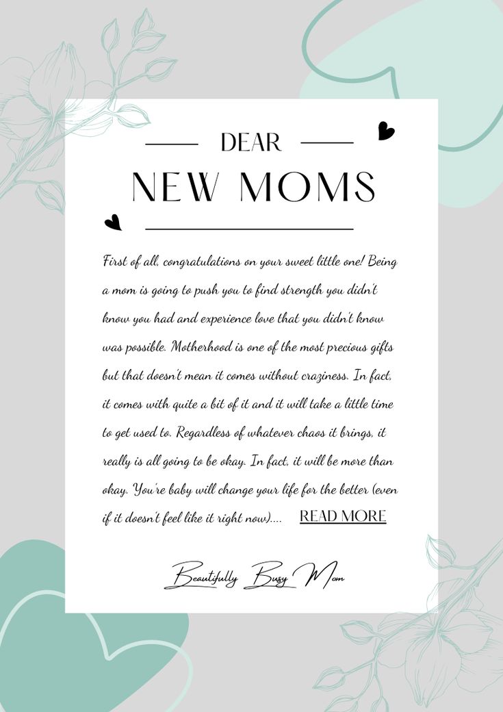 a paper with the words dear new moms written on it