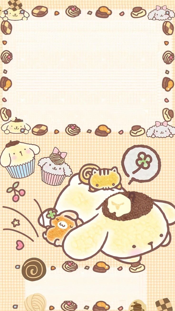 an image of a cartoon bear with cupcakes and donuts in the background