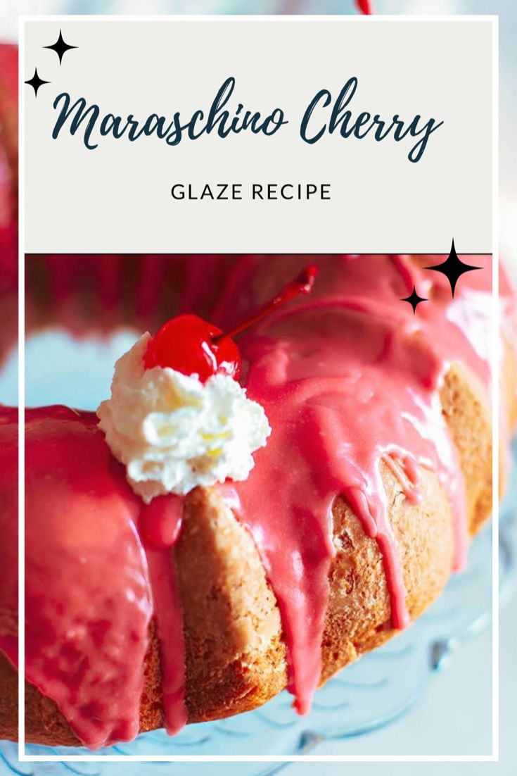 Cherry glaze on bunt cake, holiday recipe Cherry Glaze Recipe For Cake, Cherry Icing Recipe, Maraschino Cherry Juice Uses, Marishino Cherry Recipes, Maraschino Cherry Recipes, Cherry Glaze Recipe, Maraschino Cherry Cake, Maraschino Cherries Recipes, Cherries Recipes