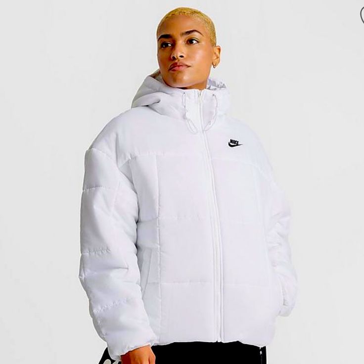 Nwt Women��’s White Puffer Coat Size 1x Nike Hooded Puffer Jacket For Spring, Casual White Puffer Jacket For Streetwear, White Nike Outerwear With Pockets, Nike White Outerwear With Pockets, White Hooded Nike Outerwear, Nike Long Sleeve Puffer Jacket For Cold Weather, White Nike Outerwear For Winter, White Nike Outerwear For Spring, Nike White Outerwear For Cold Weather