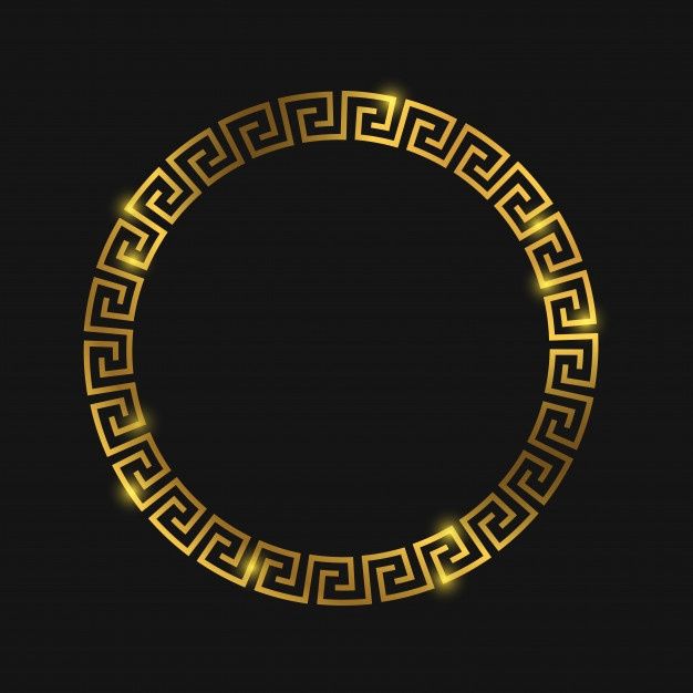 golden greek ornament in the shape of a circle on a black background illustration