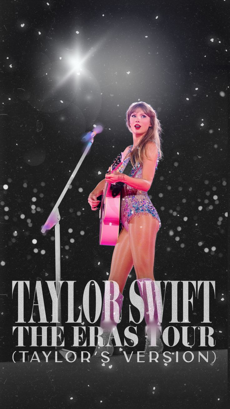 taylor swift the eras tour poster for taylor's version, featuring taylor and her guitar