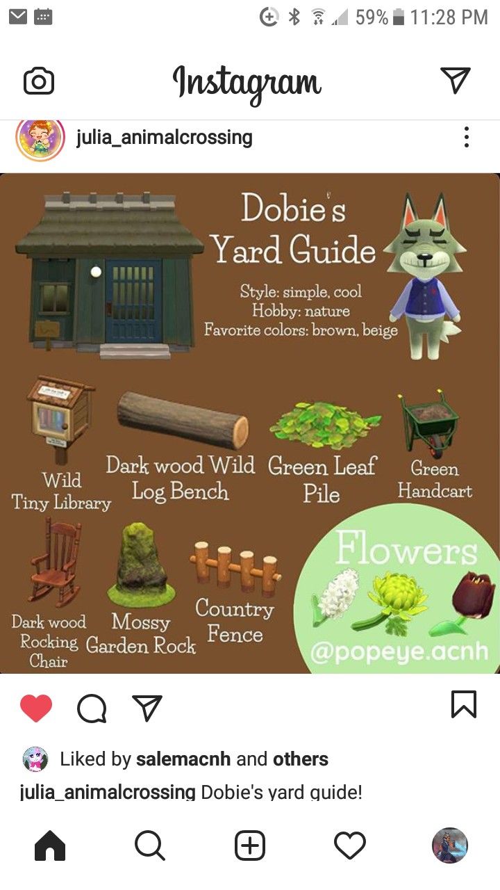 an instagram page with the words dobie's yard guide written below it