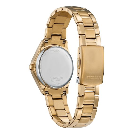 This women's watch from the Citizen Crystal series, is fashionable and precise, and creates an appeal unlike any other decorated with brilliant round-cut clear crystals surrounding the bezel. The watch showcases a 30mm gold-tone stainless steel case, crystal indexes and a white dial with guilloche detail. The gold-tone stainless steel bracelet secures with a push-button fold over clasp. The watch features Eco-Drive technology - powered by light, any light, so it never needs a battery. Round Watch Accessories With Polished Finish, Elegant Anniversary Watch Accessories With Analog Display, Jared The Galleria Of Jewelry, Eco Drive, Clear Crystals, Women's Watch, White Dial, Push Button, Steel Bracelet