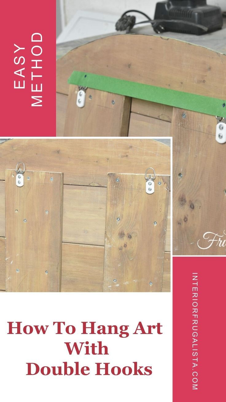 how to hang art with double hooks on the back of an old wooden box or chest