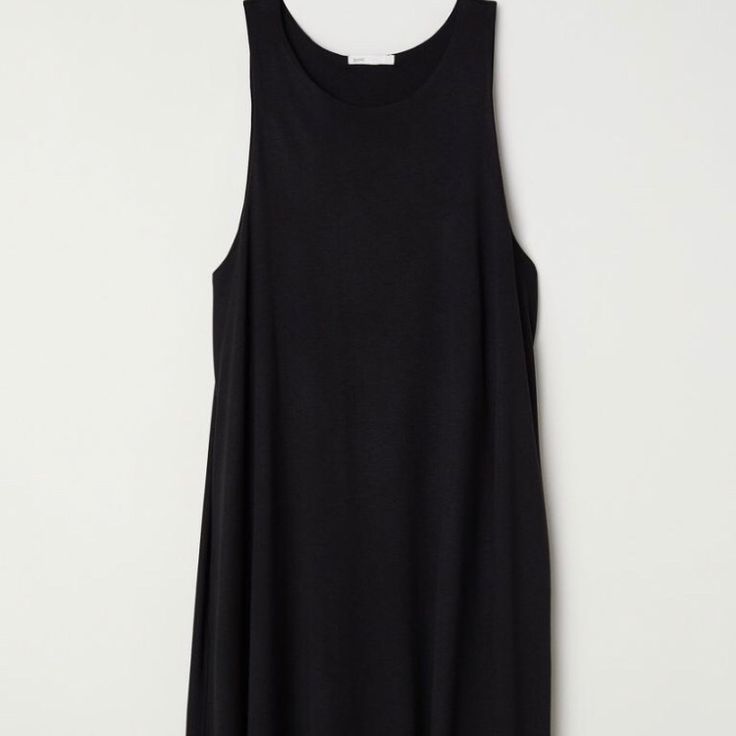 Brand New H&M Black A-Line Dress. No Rips. Dress Has Pockets For Convenience Casual Black Sleeveless Dress For Daywear, Black Sleeveless Midi Dress For Daywear, Sleeveless Black Midi Dress For Daywear, H&m Sleeveless Midi Dress For Daywear, Casual Sleeveless Midi Dress By H&m, H&m Casual Sleeveless Midi Dress, H&m Sleeveless Midi Dress For Night Out, H&m Black Sleeveless Dress, Casual Black Midi Dress From H&m