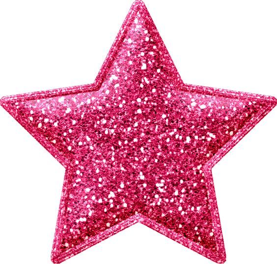 a pink glitter star on a white background