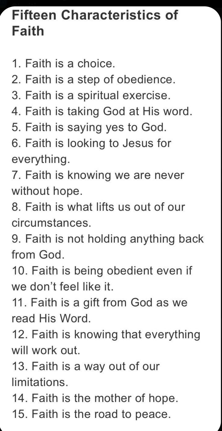 an image of the ten characteristics of faith in a text book with black and white background