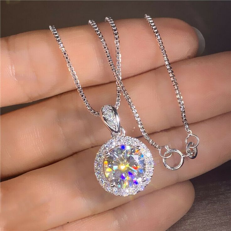 Round Halo Necklace Included: ♥ 1 Necklace (Adjustable 16 - 18 inches)♥ 1 Free Kraft Paper Gift Box Product Details: Necklace Length ♥ Charm Width: 5/8 inch / 14 mm ♥ Charm Length: 7/8 inch / 22 mm ♥ Chain: 16 inches / 40.6 cm with 2 inch (5 cm) extension Material ♥ 925 Sterling Silver Plated♥ Cubic Zirconia Type ♥ Bridal Jewelry, Wedding Jewelry, Round Halo Necklace Halo Necklace, Dating Girls, Wedding Party Jewelry, Halo Pendant, Lab Created Diamonds, Jewelry Party, Chain Pendants, Halo Diamond, Girlfriend Gifts