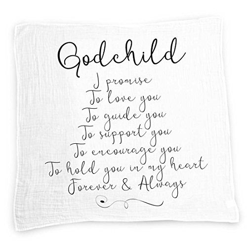 a white pillow with the words godchild written on it and an image of a handwritten