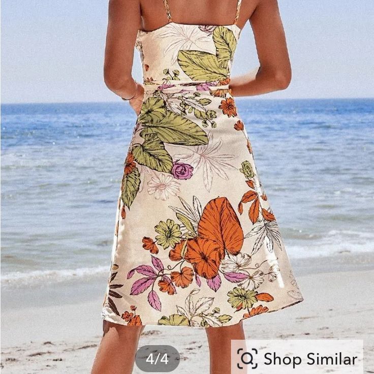 Cupshe Wrap Dress. Fully Lined And Adjustable Straps. New With Tags Summer Tropical Print Midi Sundress, Summer Tropical Print Midi Dress For Day Out, Summer Midi Sundress With Tropical Print, Orange Midi Dress For Summer Beach, Chic Apricot Mini Dress For Summer, Casual Tropical Print Midi Dress For Summer, Orange Summer Midi Dress For Vacation, Spring Beach Dress In Orange, Summer Style Orange Midi Dress For Vacation