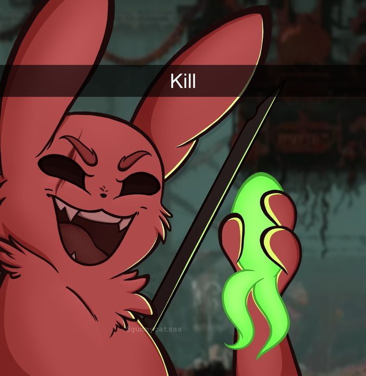 a cartoon character holding a green object in his hand with the word kill on it