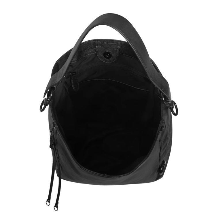 The M.A.B. Hobo Bag: your new go-to for carrying it all, with room for your laptop and more! Crafted in soft black leather with sleek black hardware. Wear it as a crossbody to lighten your load. 11.5" W X 8" H X 4" D Detachable Strap: Strap Drop 15" Handle Drop: 8" Zipper Closure 2 Exterior Zip Pockets 1 Interior Zip Pocket Bag Feet Commuting Tote Shoulder Bag With Adjustable Strap, Crossbody Commuting Bag, Commuting Crossbody Bag, Functional Hobo Bag With Detachable Strap And Tote Shape, Functional Hobo Tote Bag With Detachable Strap, Commuting Satchel Shoulder Bag With Removable Pouch, Versatile Black Shoulder Bag With Gunmetal Hardware, Leather Double Handle Commuting Bag, Commuting Shoulder Bag With Adjustable Strap And Double Handle