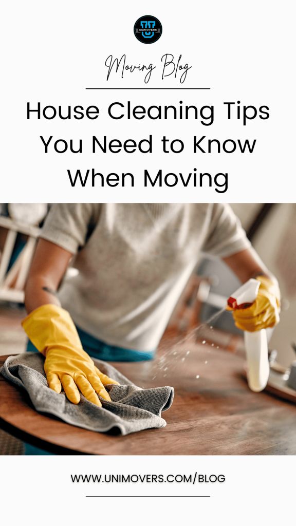 a person cleaning a table with gloves on it and the words house cleaning tips you need to know when moving