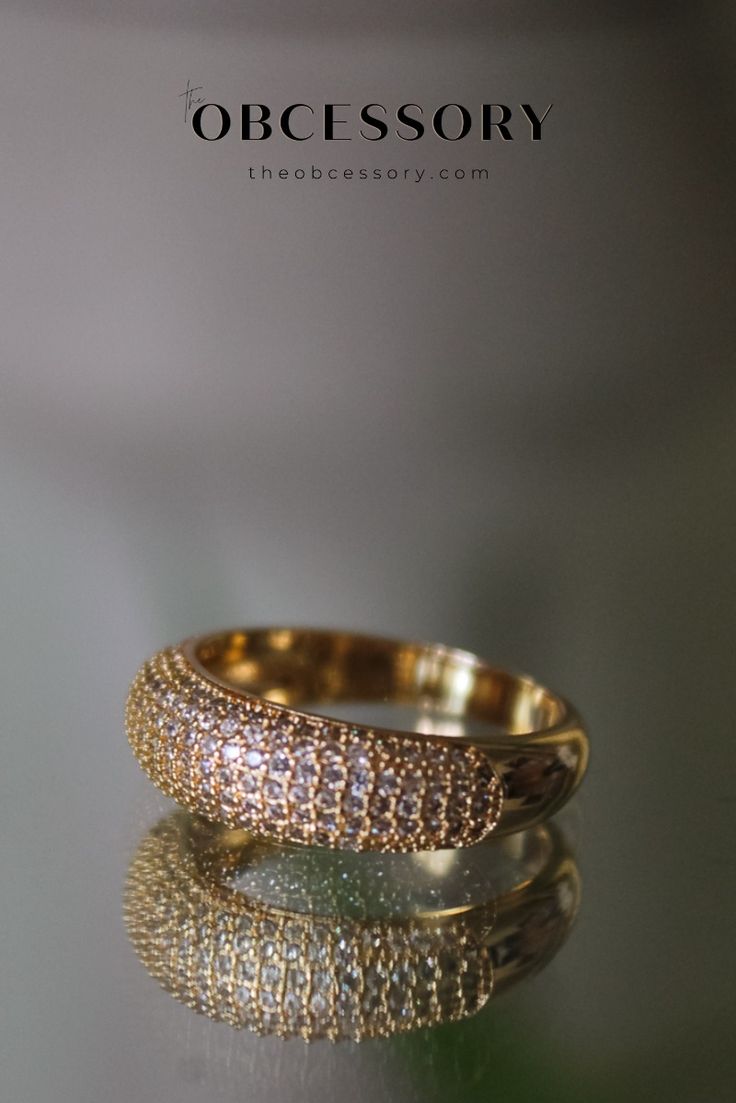 gold stacking ring with pave dome details Jewelry Gold Rings, Dome Wedding, Elizabeth Stone, Gold Stacking Rings, Gold Jewels Design, Luxe Jewelry, Accessories Gold, Spring Accessories, Gold Rings Jewelry