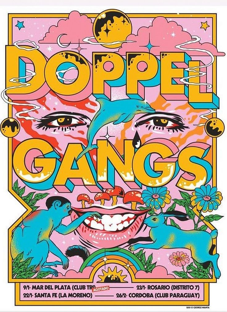 the poster for doppe gang's concert in los angeles, california on may 29