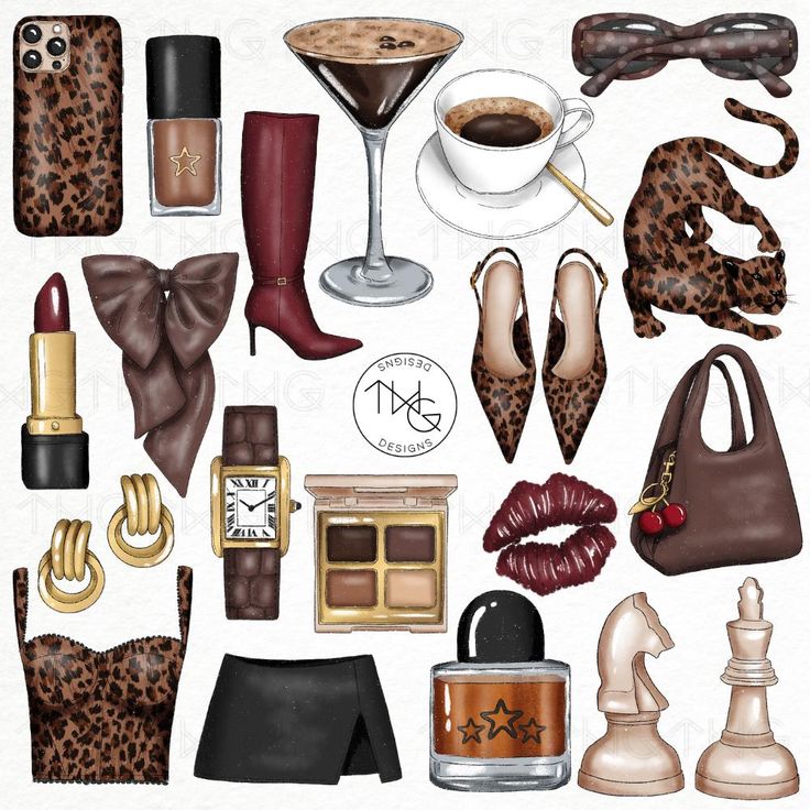 an image of various items that are in the shape of a woman's purse