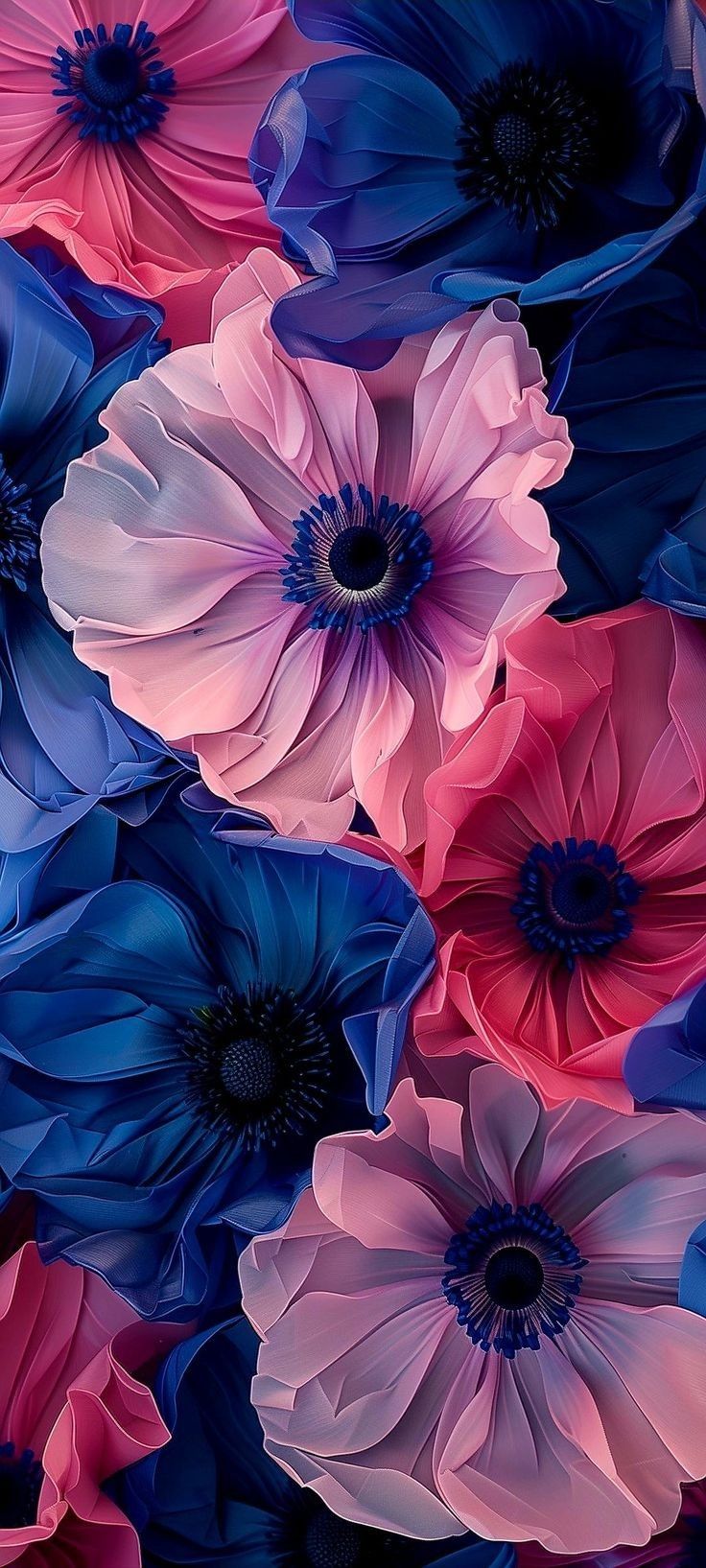 an image of colorful flowers that are in the same color as they appear to be painted