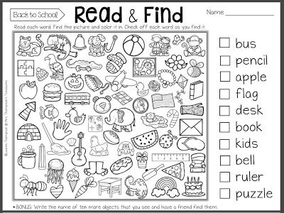 a worksheet with words and pictures to help students learn how to read and find the