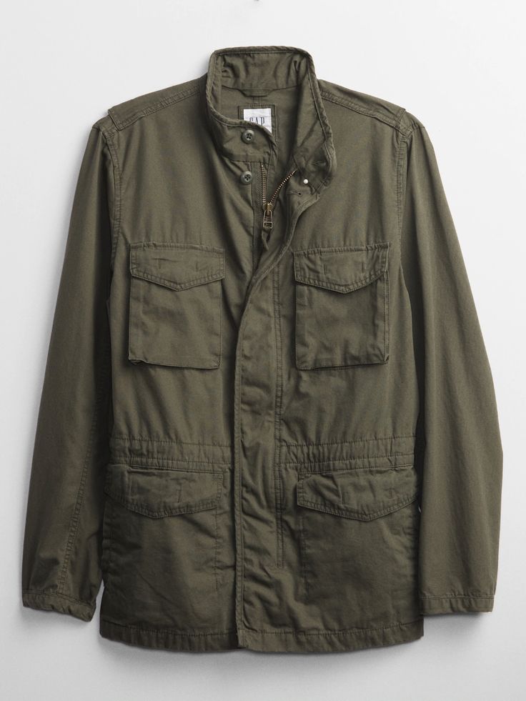 Canvas Utility Jacket | Gap Factory Mens Cords, Cargo Coat, Trucker Jacket Men, Green Cargo Jacket, Gap Denim Jacket, Military Jacket Green, Green Utility Jacket, Olive Green Jacket, Utility Style