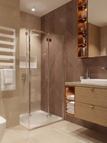 Beige Bathroom and Wooden Work Cream And Brown Bathroom, Chocolate Brown Bathroom, Wooden Tiles Bathroom, Beige And Brown Bathroom, Brown And Beige Bathroom, Cream Bathroom Ideas, Bathroom Cream, Brown Tile Bathroom, Beige Bathrooms