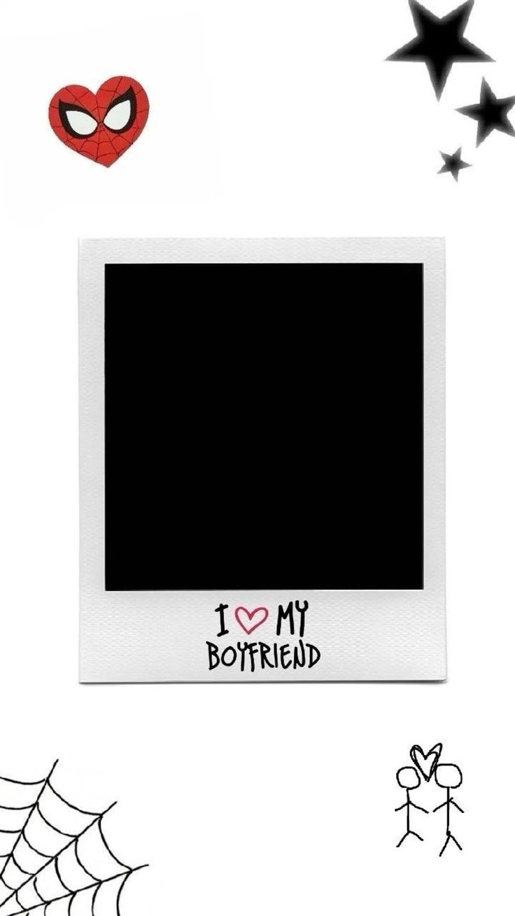 i love my boyfriend photo frame with spiderweave and red heart on white background