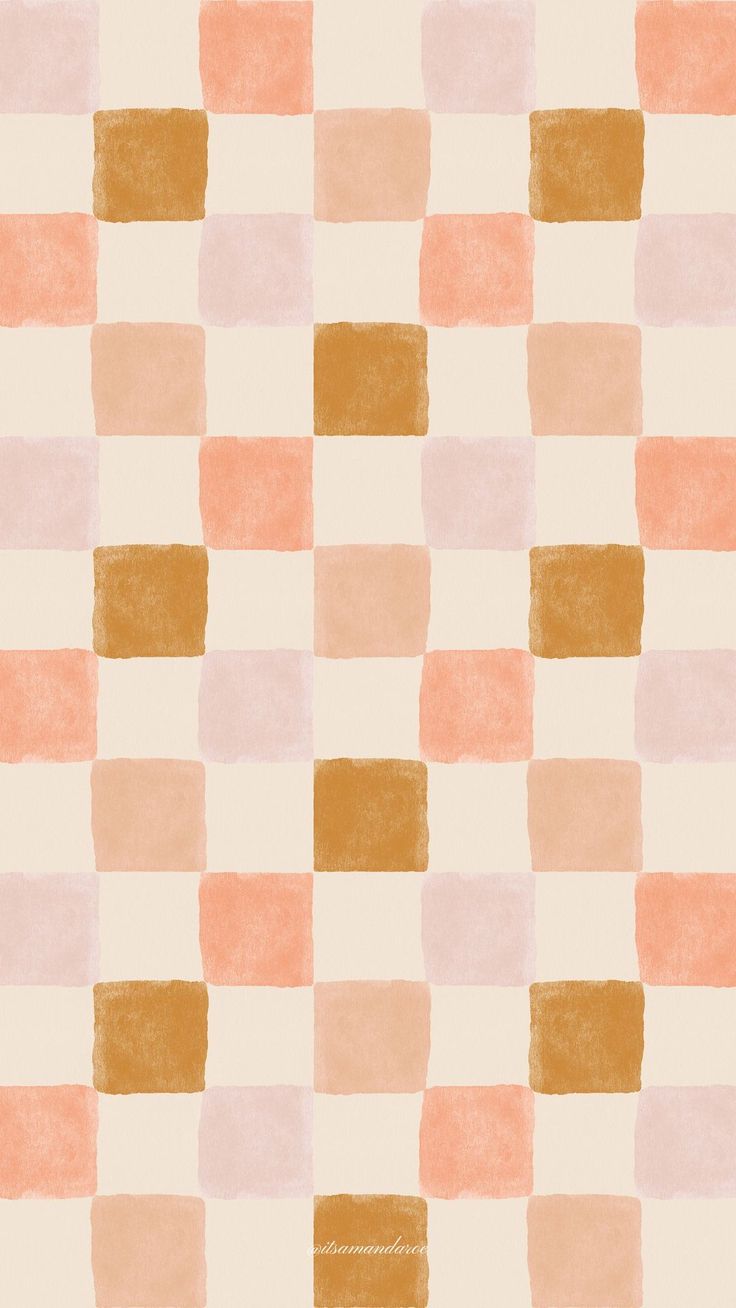 an orange and pink checkered wallpaper pattern