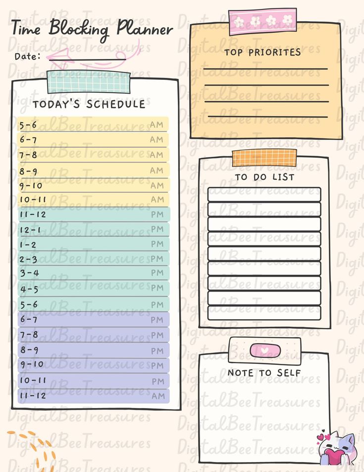 the printable time blocking planner