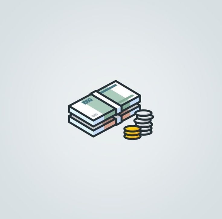 stack of money and coins on white background