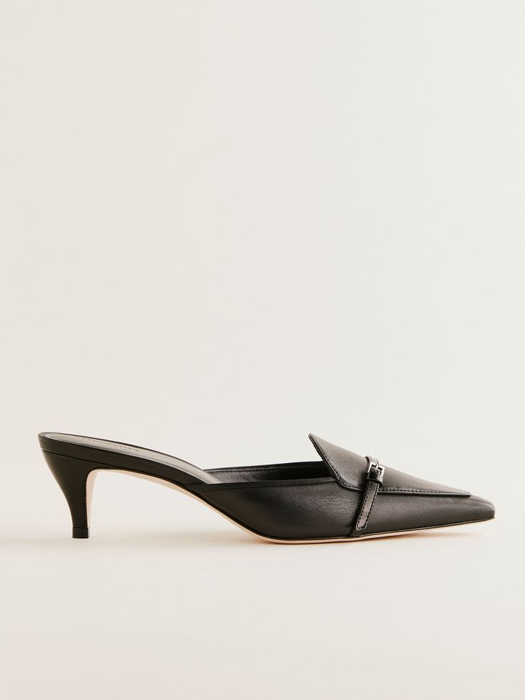 Treat your feet. Shop the Norris Heeled Mule from Reformation, a kitten-heeled mule with a pointed toe and buckle detailing. Heeled Mule, Work Wear Outfits, Vintage Inspired Dresses, Heads Up, Inspired Dress, Kitten Heel, Mid Heel, Linen Clothes, Mule Clogs