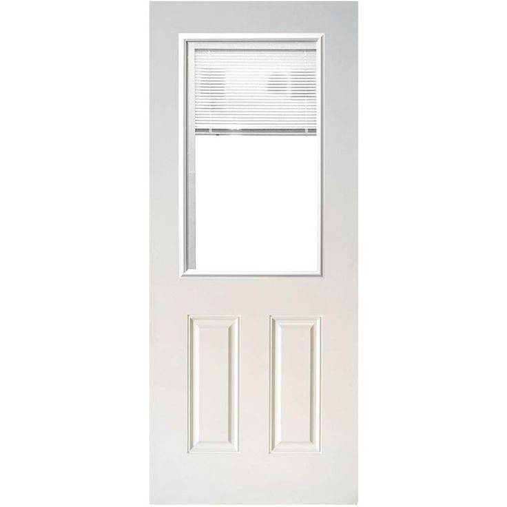 a white door with blinds on it