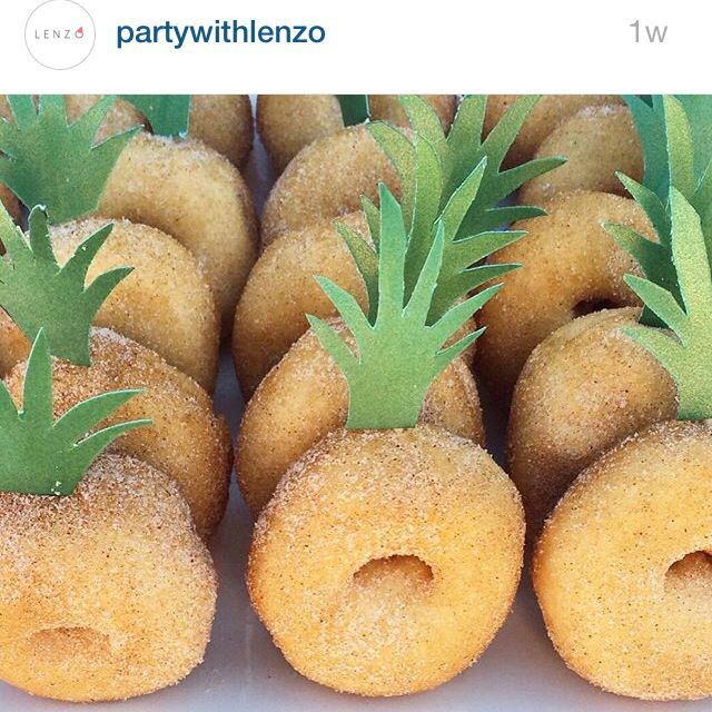 several donuts with pineapples on them are arranged in the shape of doughnut holes