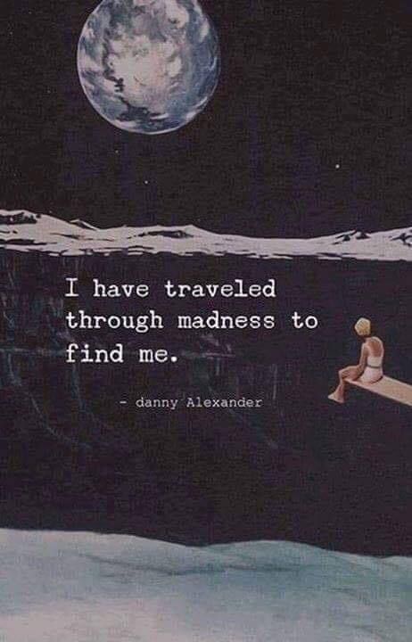 an image of a man floating in the water with a quote on it that says i have traveled through madness to find me