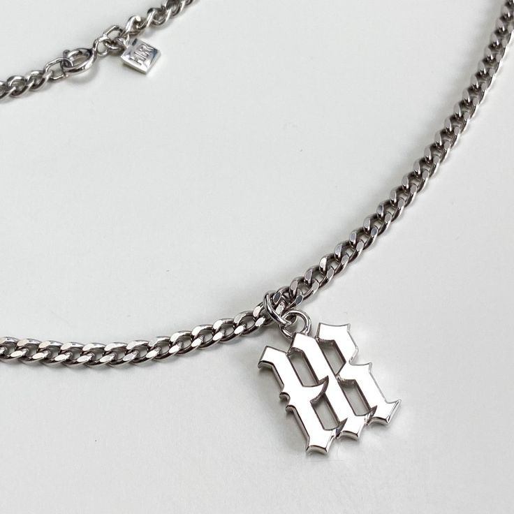 sterling silver | length by choice | price for the set Gothic Logo, Chain Silver, Silver Chain, Sterling Silver, Chain, Pendant, Silver