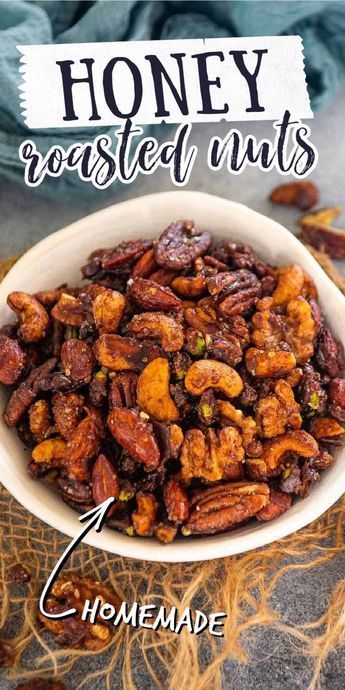 a bowl filled with nuts on top of a table