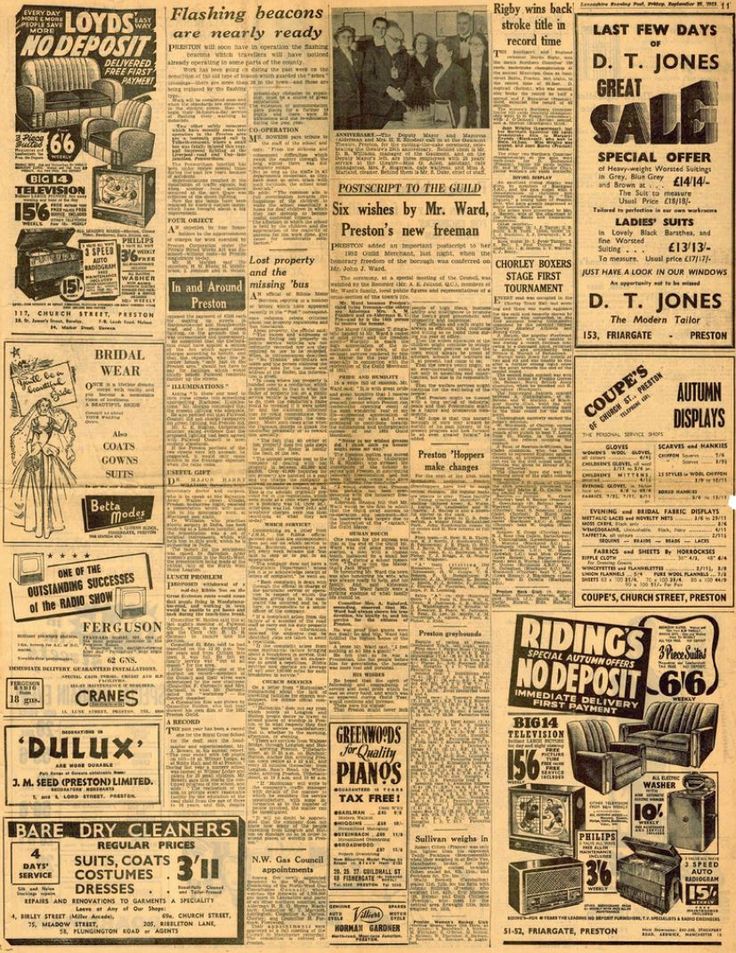 an old newspaper with advertisements on it