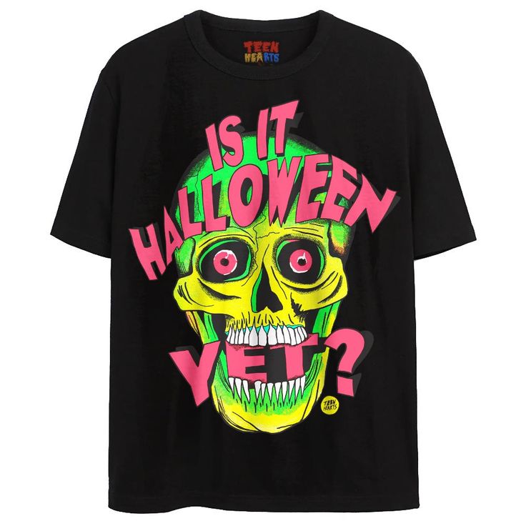 HALLOWEEN YET? T-Shirts DTG Text Tee, Stay Weird, Short Set, Knit Collar, Halloween Tshirts, Fashion Tees, Jersey Shorts, Short Sets, Rib Knit