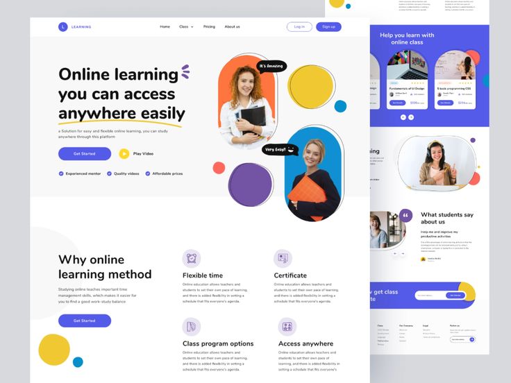 the landing page for an online learning platform, which is designed to help students learn how to