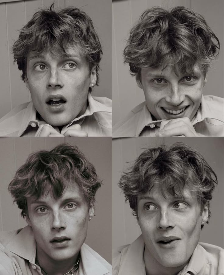 four different pictures of a man making funny faces